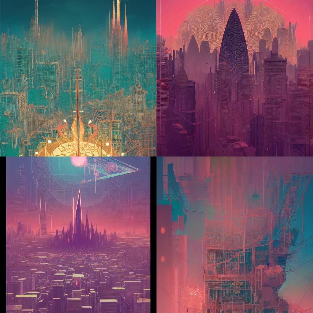 Geometric Cityscape: Hyperdetailed Matte Photography