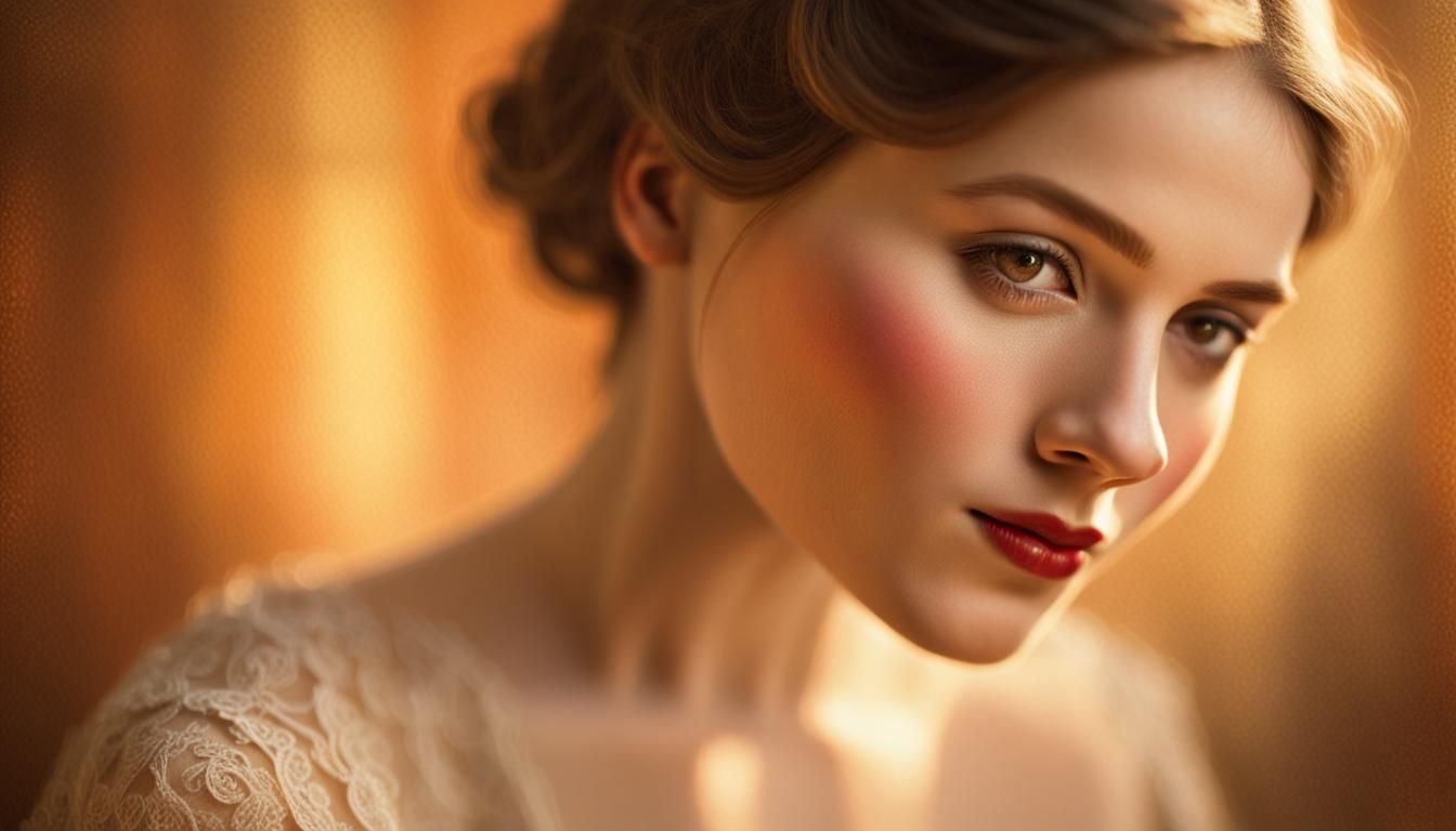 Impressionist Woman's Portrait in Golden Light