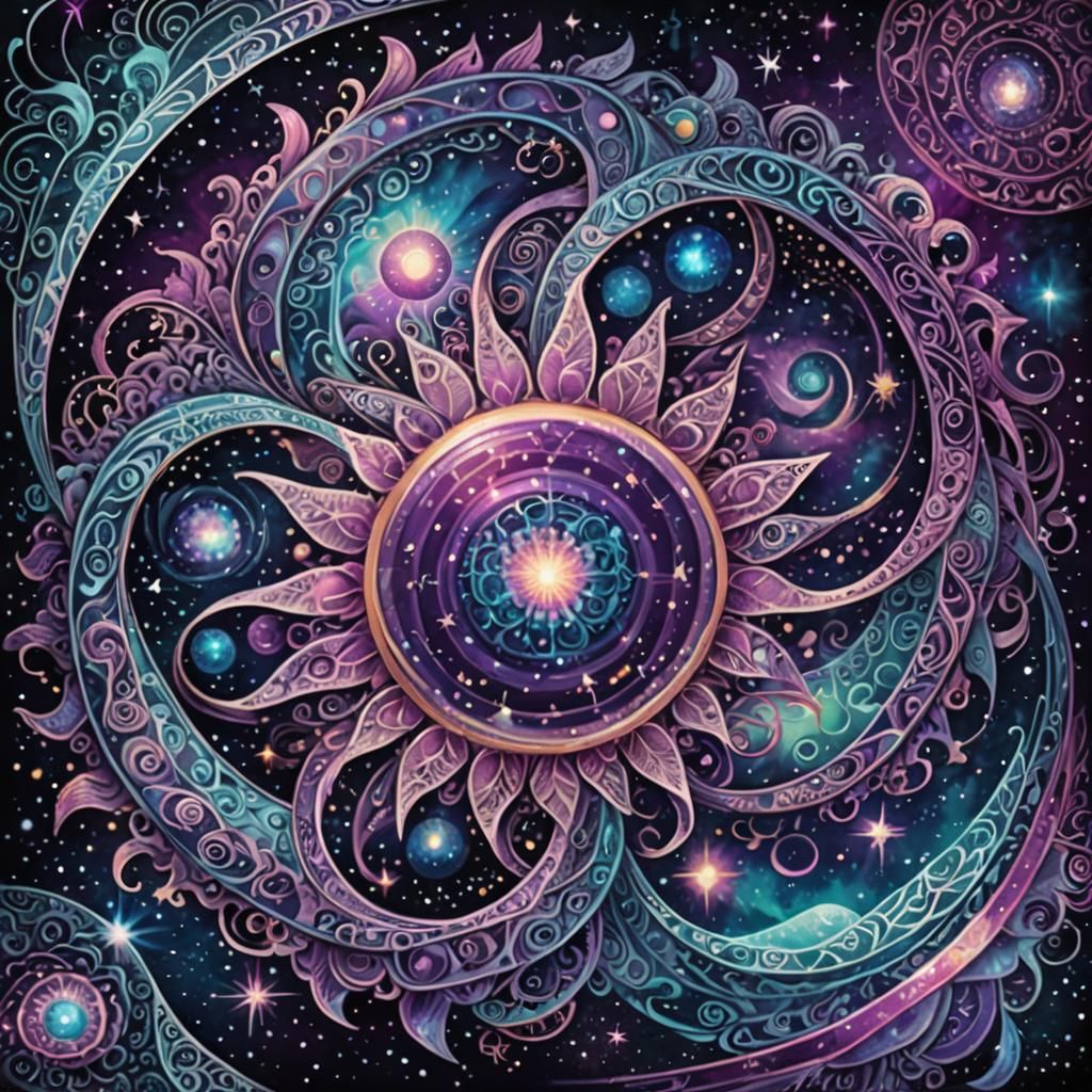 Astral Plane Zentangle Illustration in Digital Painting Styl...