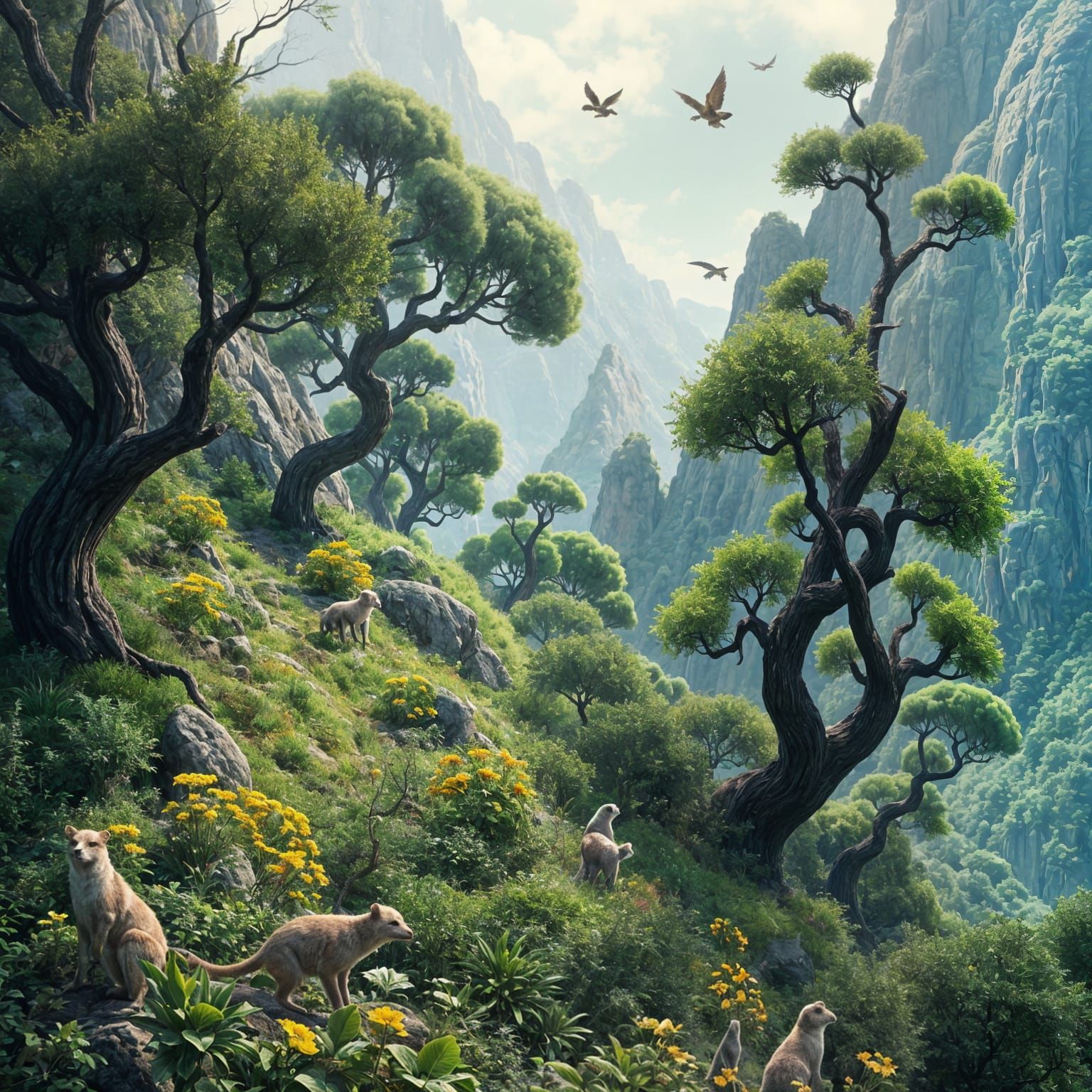 Alien Mediterranean Forest Landscape on Alien Planet