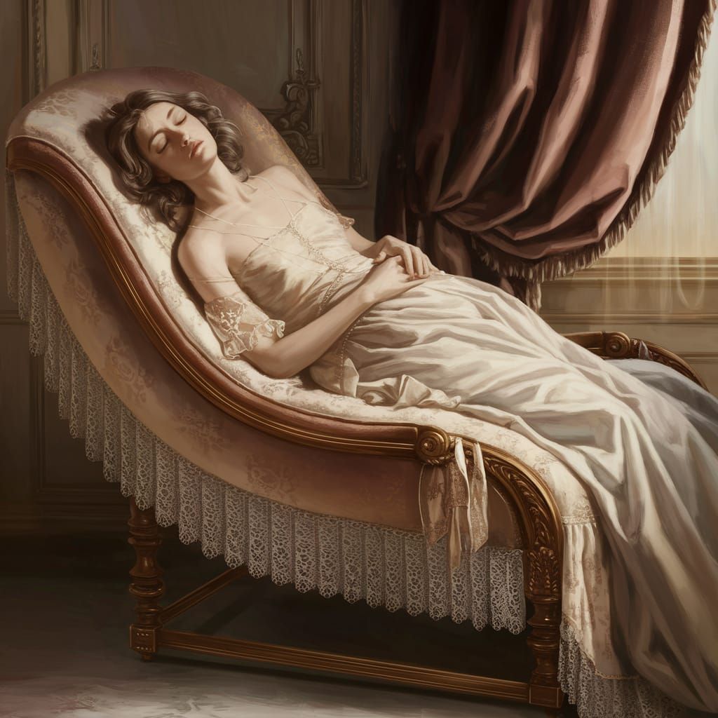 Elegant Victorian Era Fainting Scene with Androgynous Figure