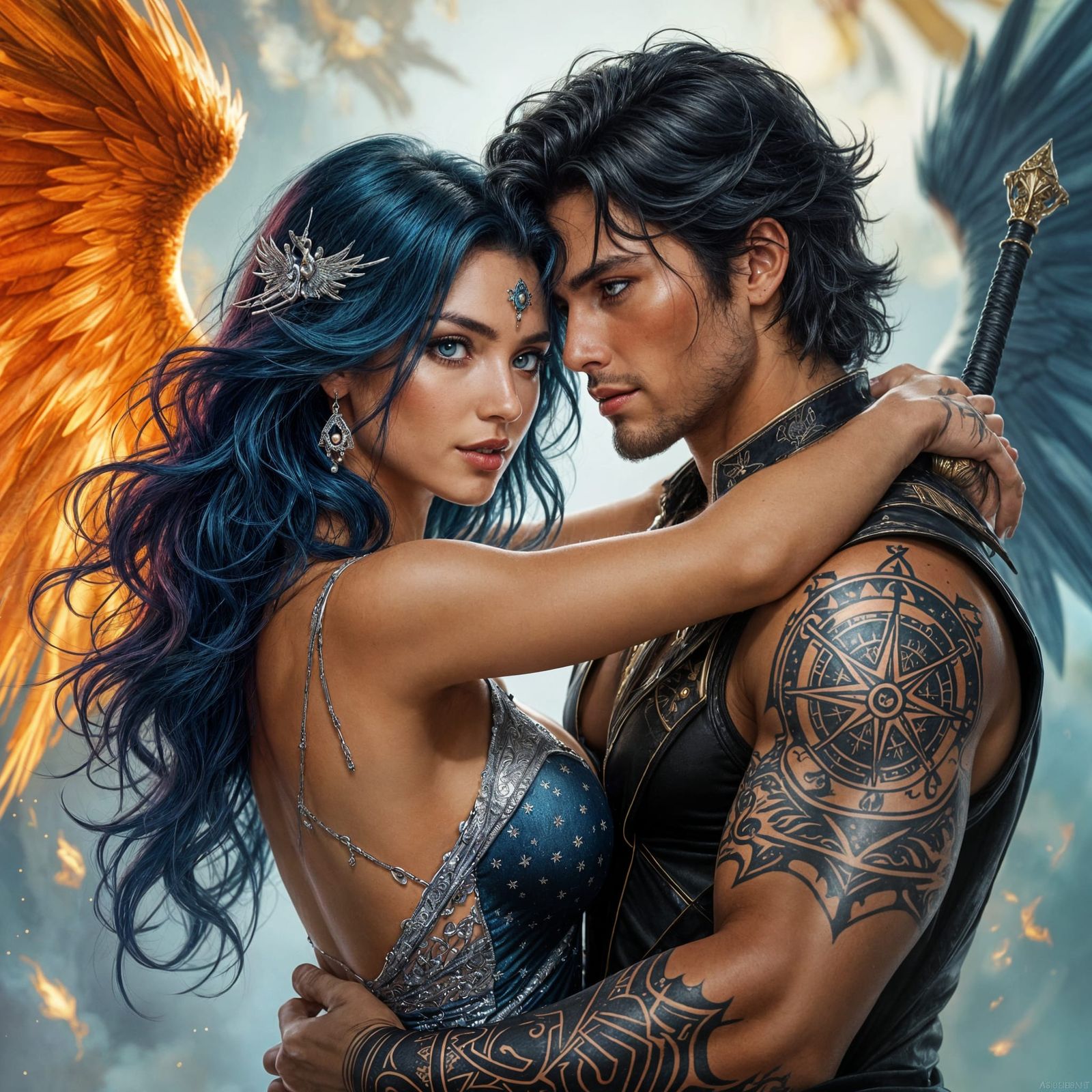 Fantasy Portrait of Darcy Vega and Lance Orion Embracing