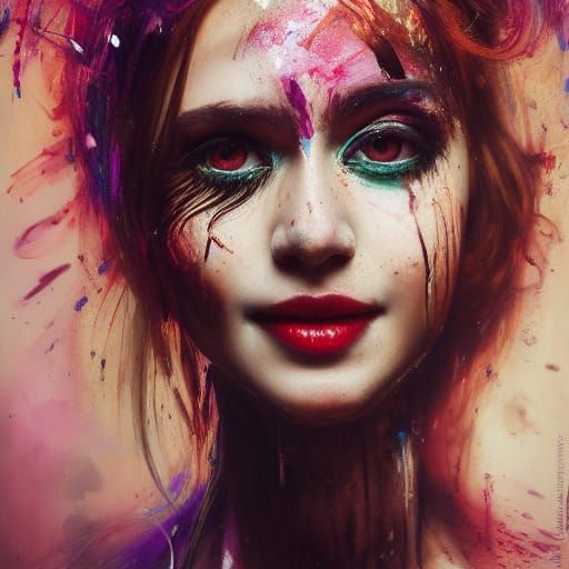 Insane Bride: Psychedelic Asylum Portrait in Digital Art Sty...