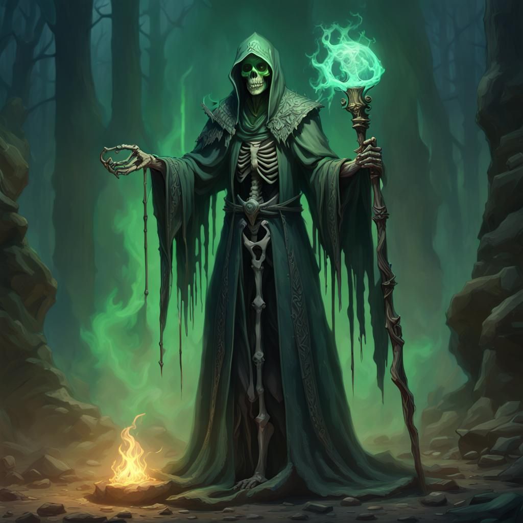 Dark Priest Sorcerer Casting Spell in Dark Fantasy Style
