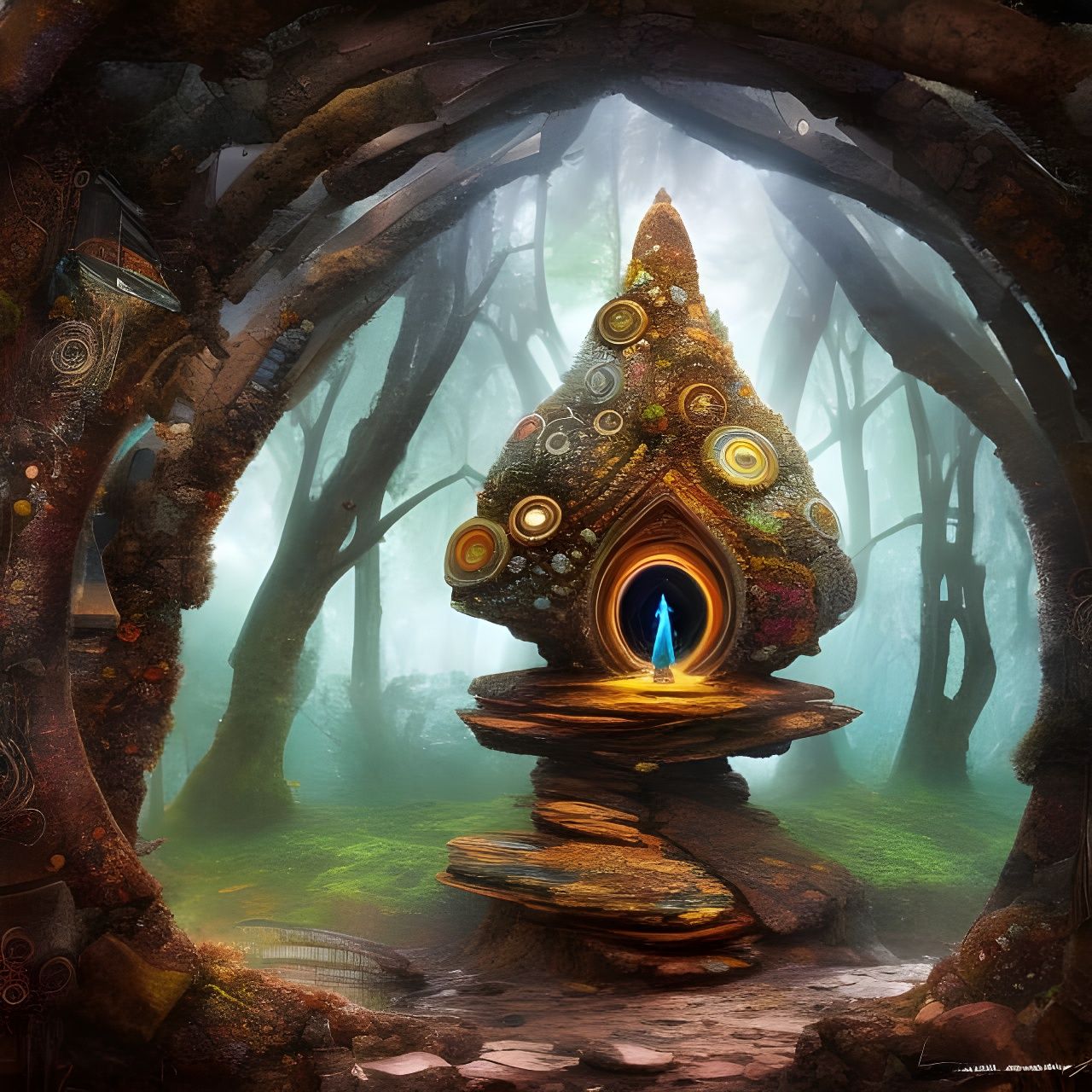 Cosmic Inukshuk Portal to Galaxy, Digital Art