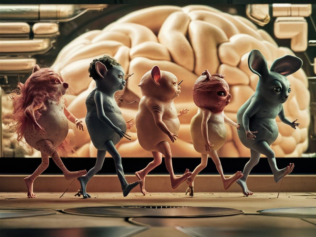 Anthropomorphic Creatures Parade in Surreal Brainscape