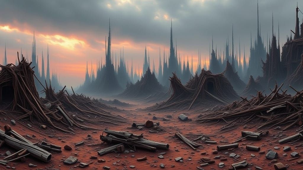 Post-Apocalyptic Trek Through War-Ravaged Landscape