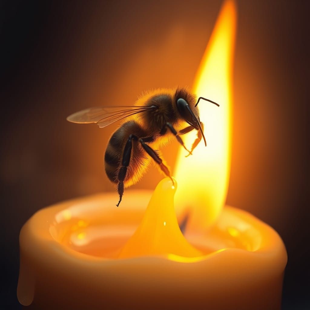Bee in Candlelight: Whimsical Digital Art