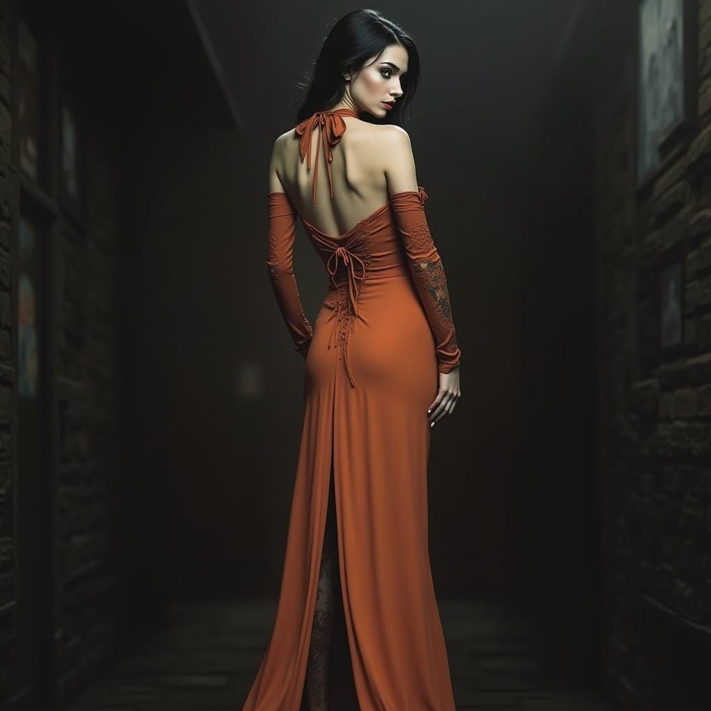 Ethereal Night City Vampire in Noir Surrealism