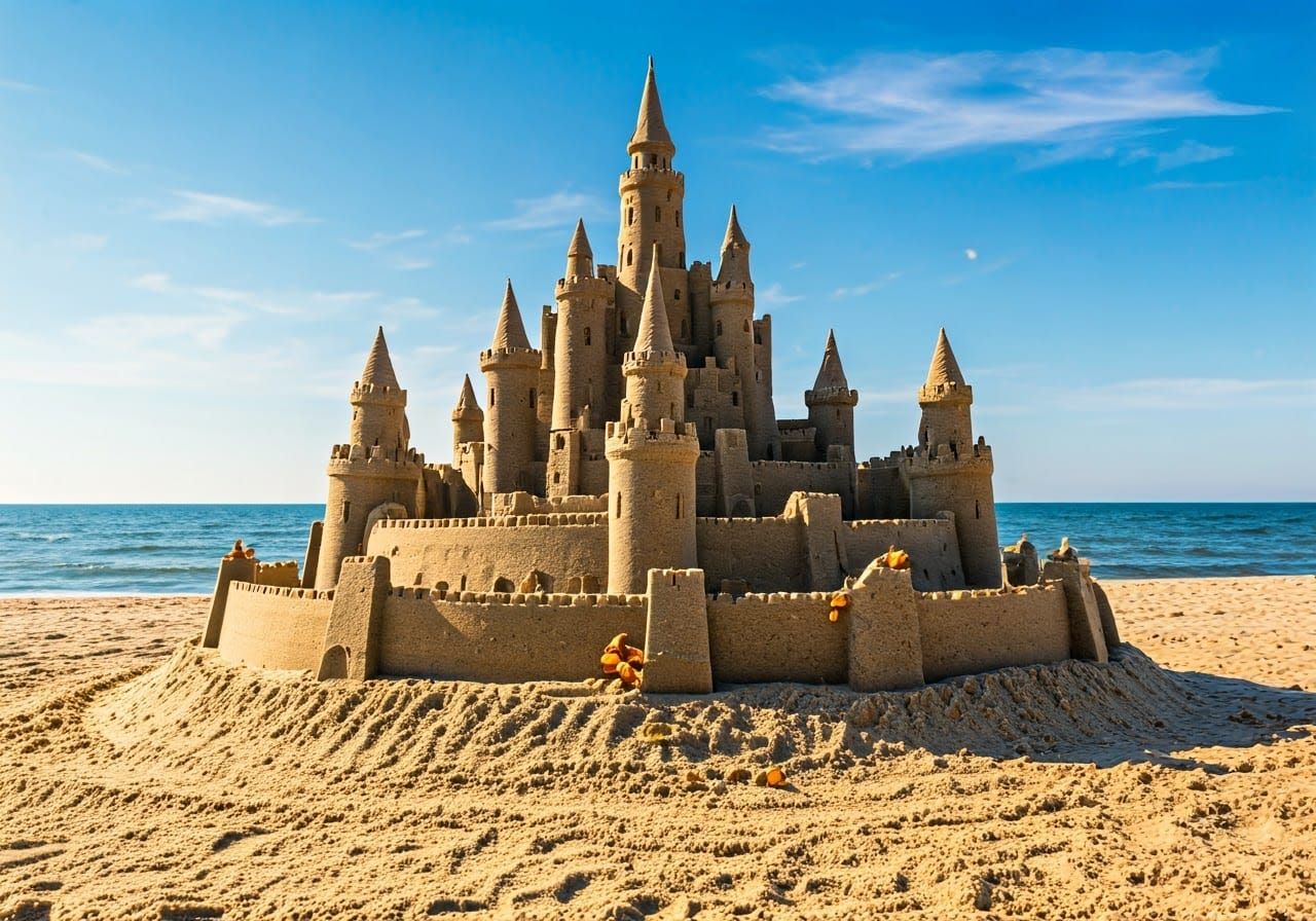 Sandcastle Siege: A Whimsical Medieval Scene