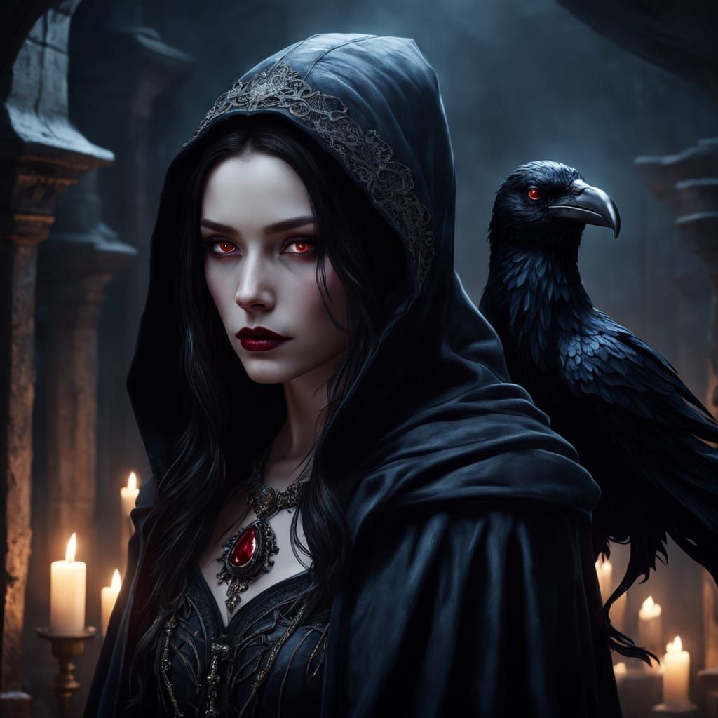 Mysterious Woman in Velvet Cloak