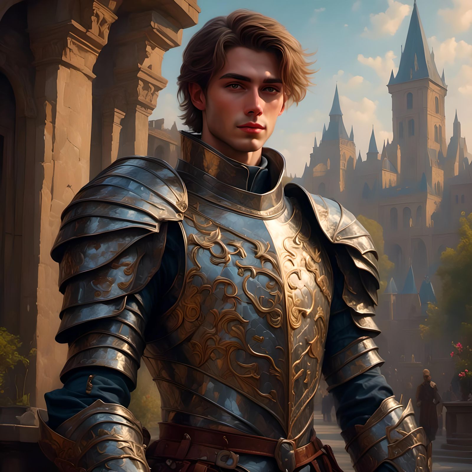 Anime Knight in Reptilian Armor Amidst Epic Battle