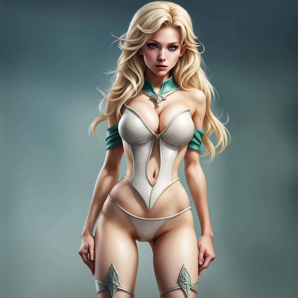 Beautiful Blonde Elf Full Body Portrait