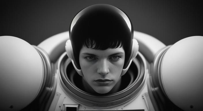 Moody Black and White Spacemen in Hyperrealistic Style