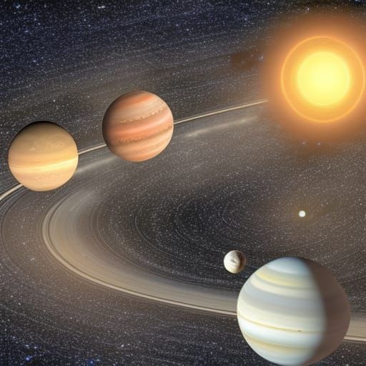 Stary Solar System with Planets and Saturn