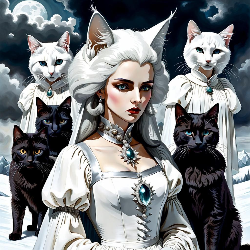 Surreal Woman in White Dress, Aetherpunk Style