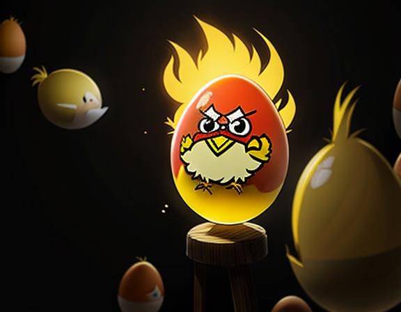 Clear Chicken Egg in Hanna-Barbera Style