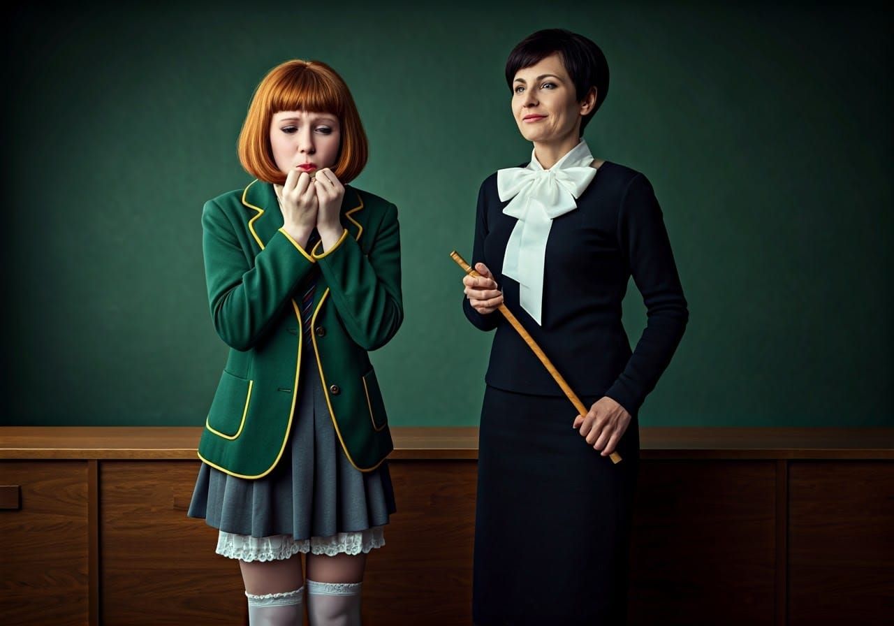 Retro School Study Confrontation in 1971 Giallo Cinema Style