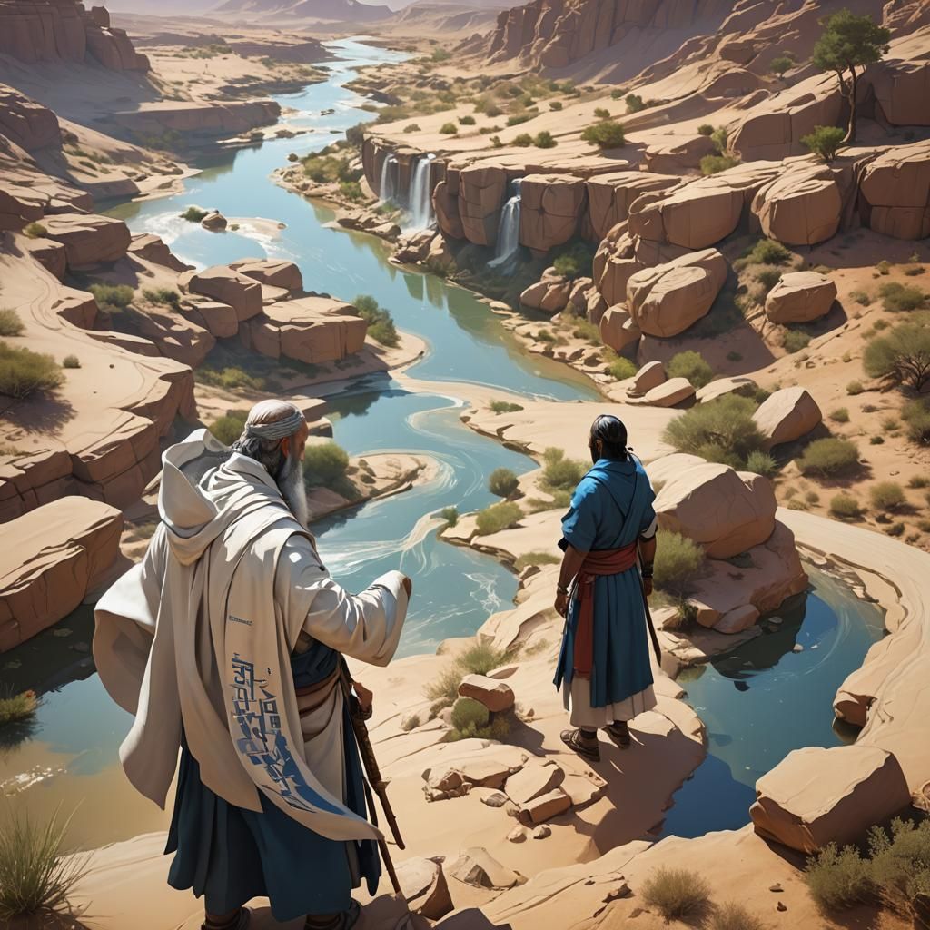 Moses Double Exposure in Hebrew Anime Style