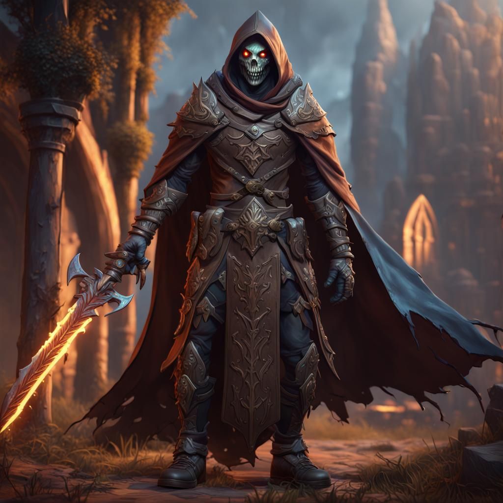 Undead Rogue with Daggers in Detailed Matte Painting