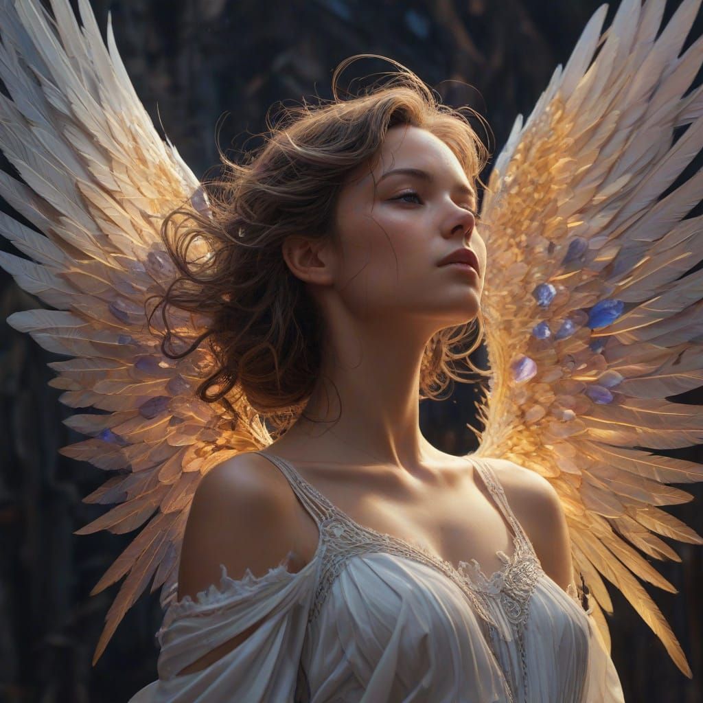 Hyperrealistic Angel Touch in Ethereal Beauty