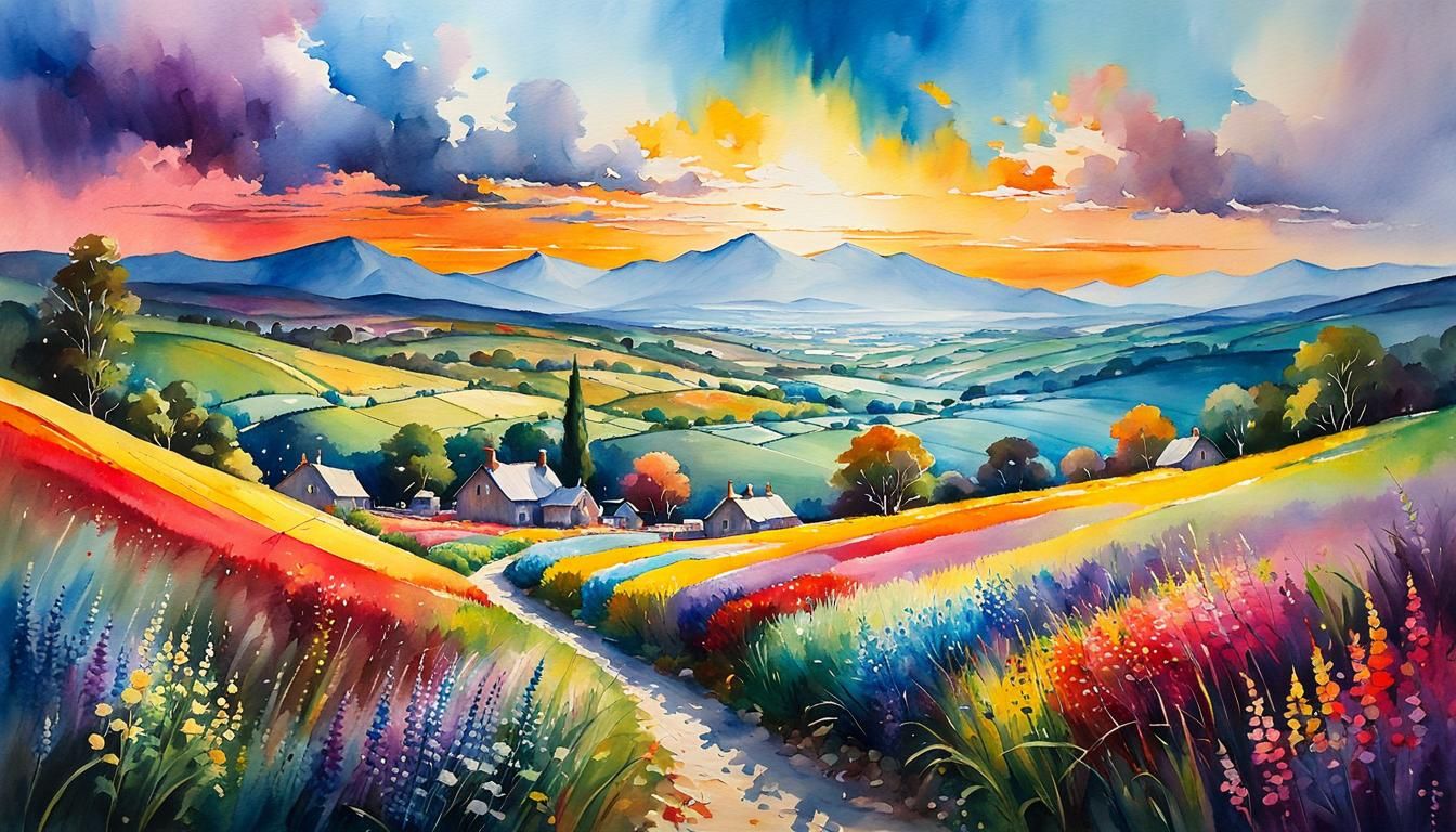 Candy Art Landscape in Turner, Monet Style