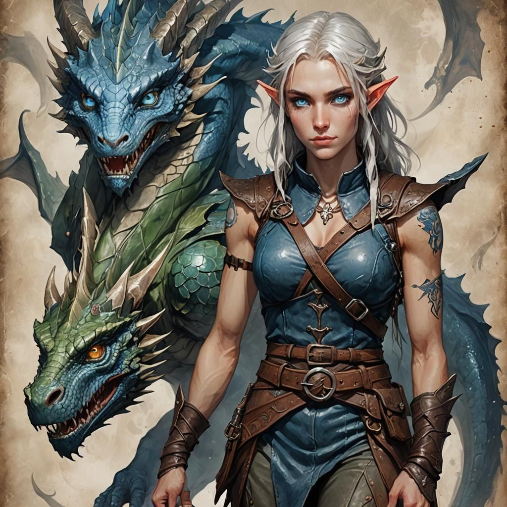 Wild Elf with Dragon Companion in Fantasy Art