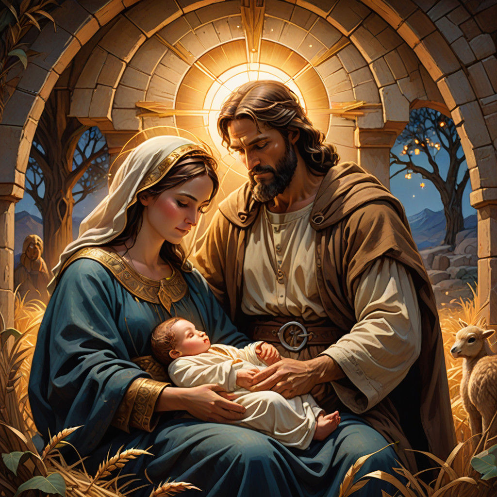 Divine Joy in Golden Hour Fantastical Scene