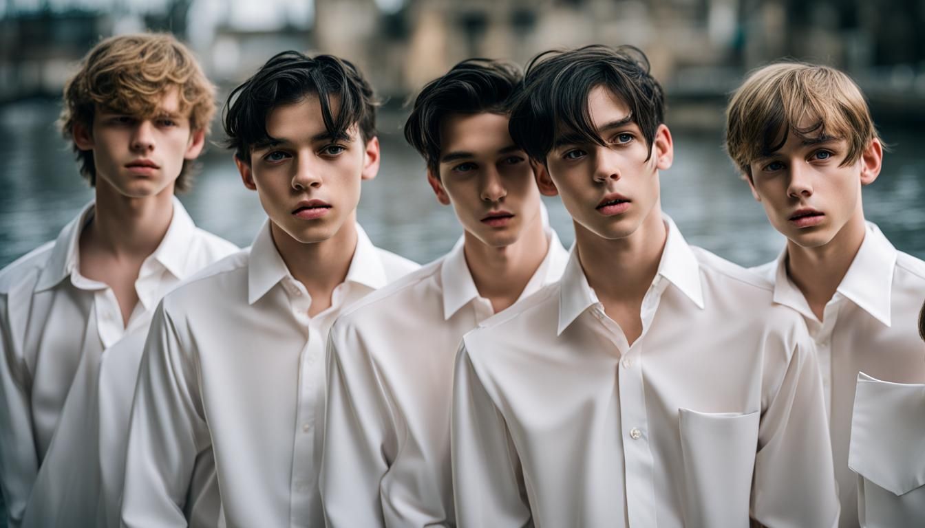 Teenage Boys Fusing in Water