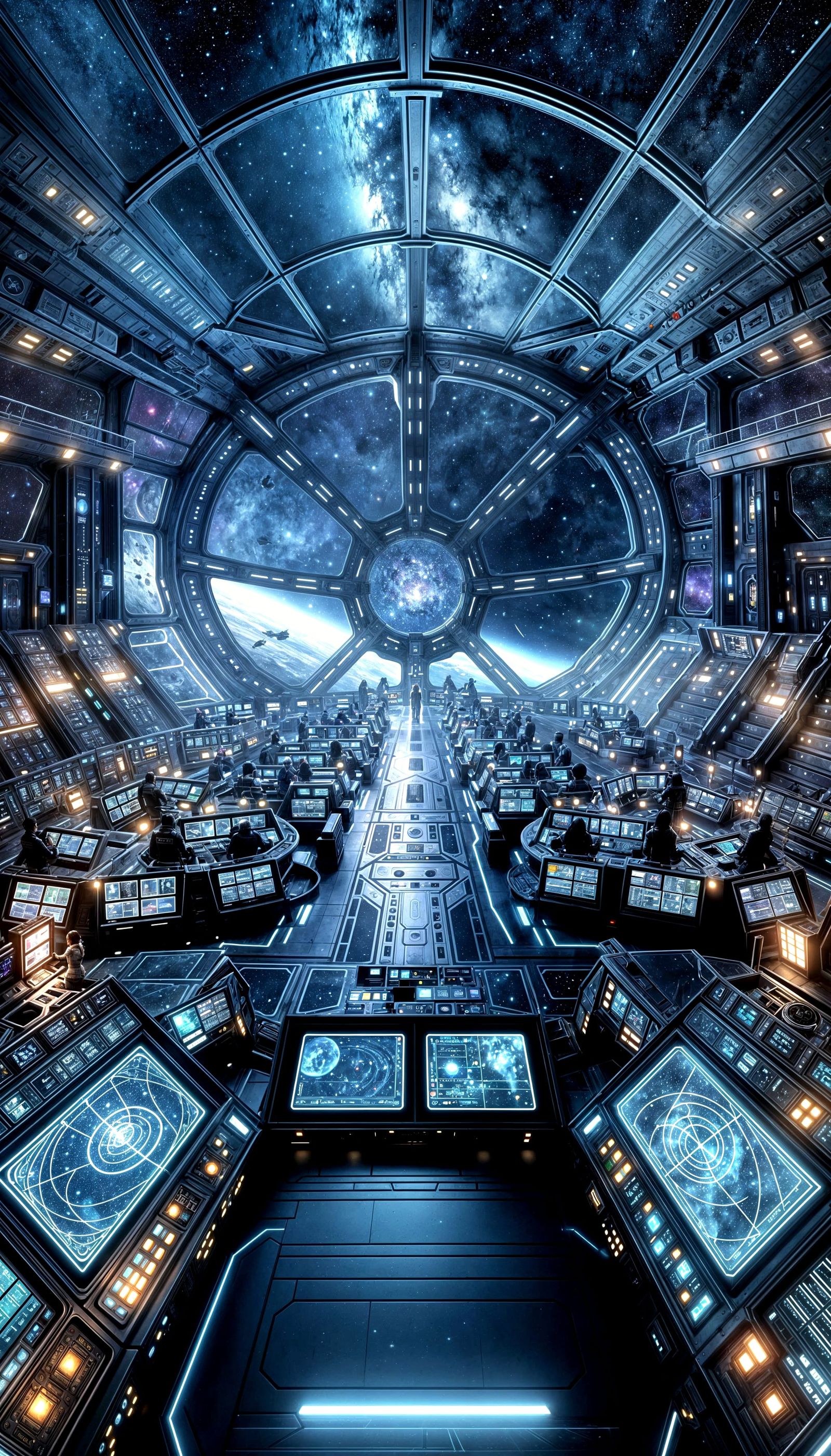 Futuristic Starship Bridge in Science Fiction Universe