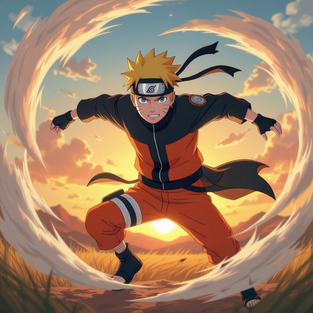Naruto Uzumaki Anime Illustration in Golden Hour