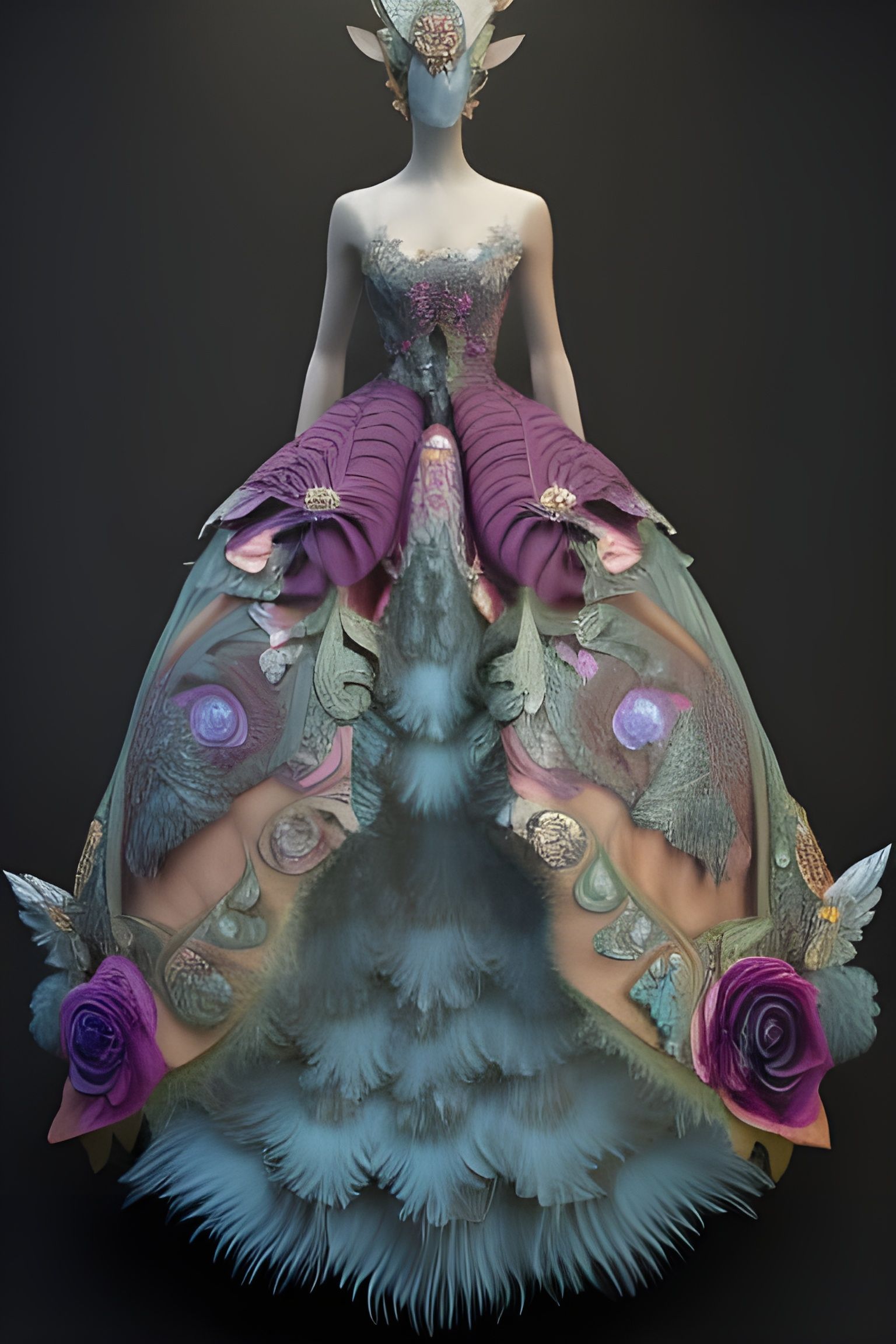 Intricate Fantasy Gown: Hyperdetailed Digital Illustration