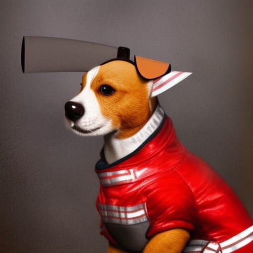 Jack Russell Terrier as Firefighter: Detailed Digital Painti...