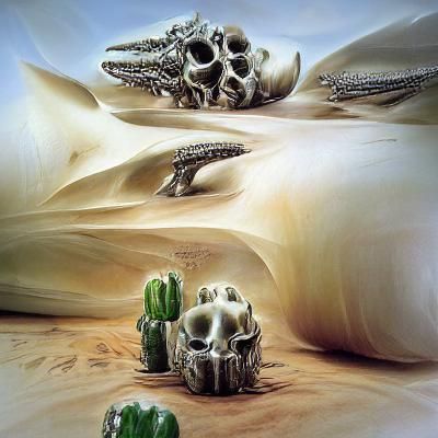 Cacti Skull: A Hyperrealistic Biomechanical Fusion