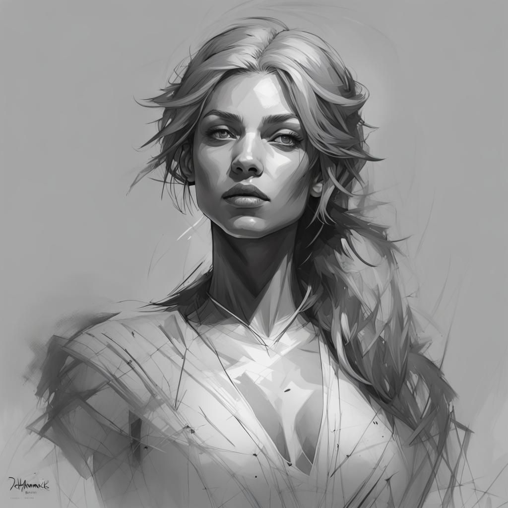 Detailed Black and White Sketch Portrait