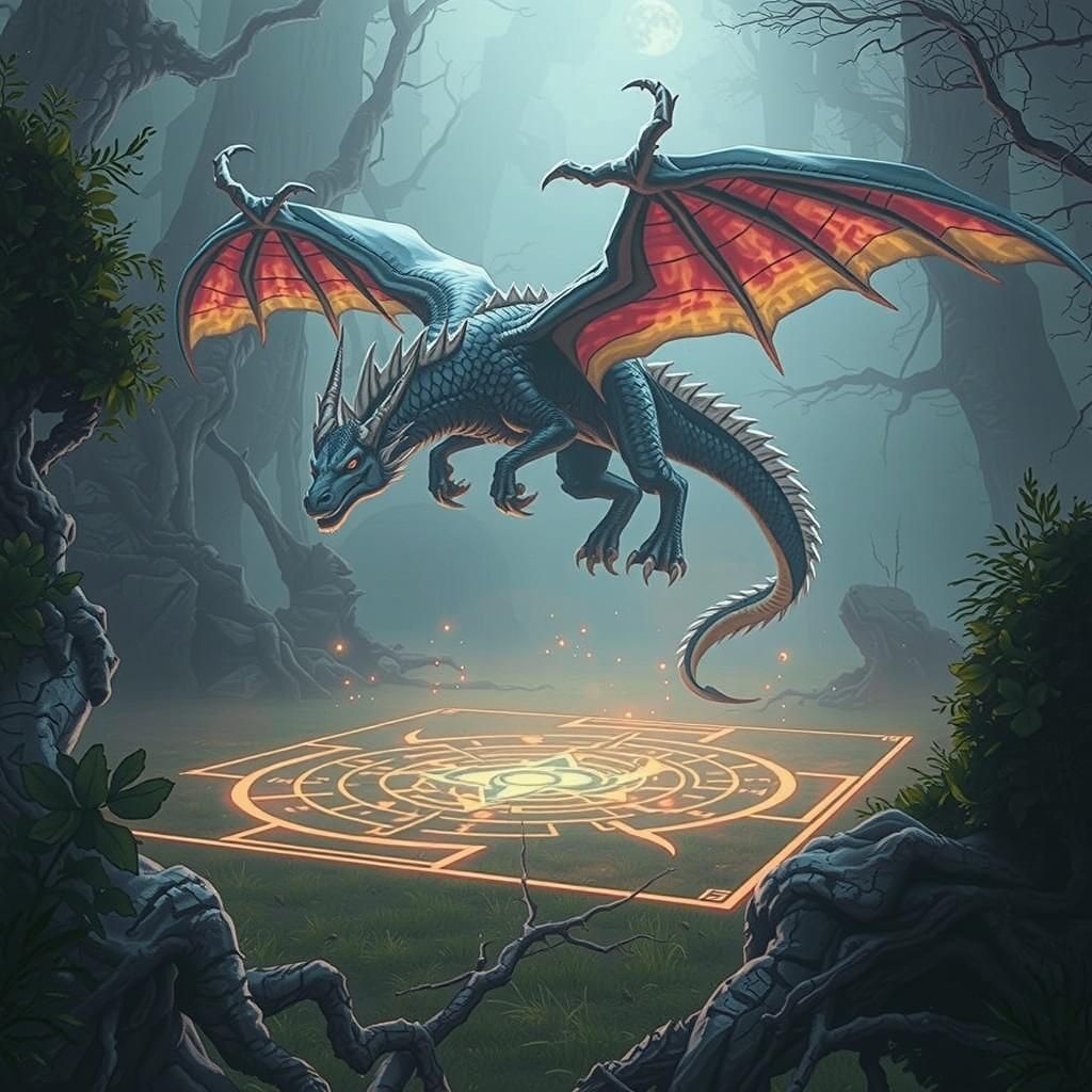 Majestic Dragon Emerges from Runic Circle