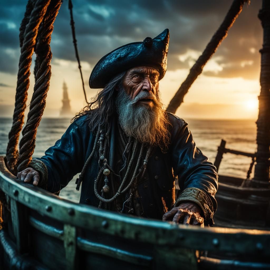 Hyperrealistic Portrait of Ghostly Davy Jones in 8k