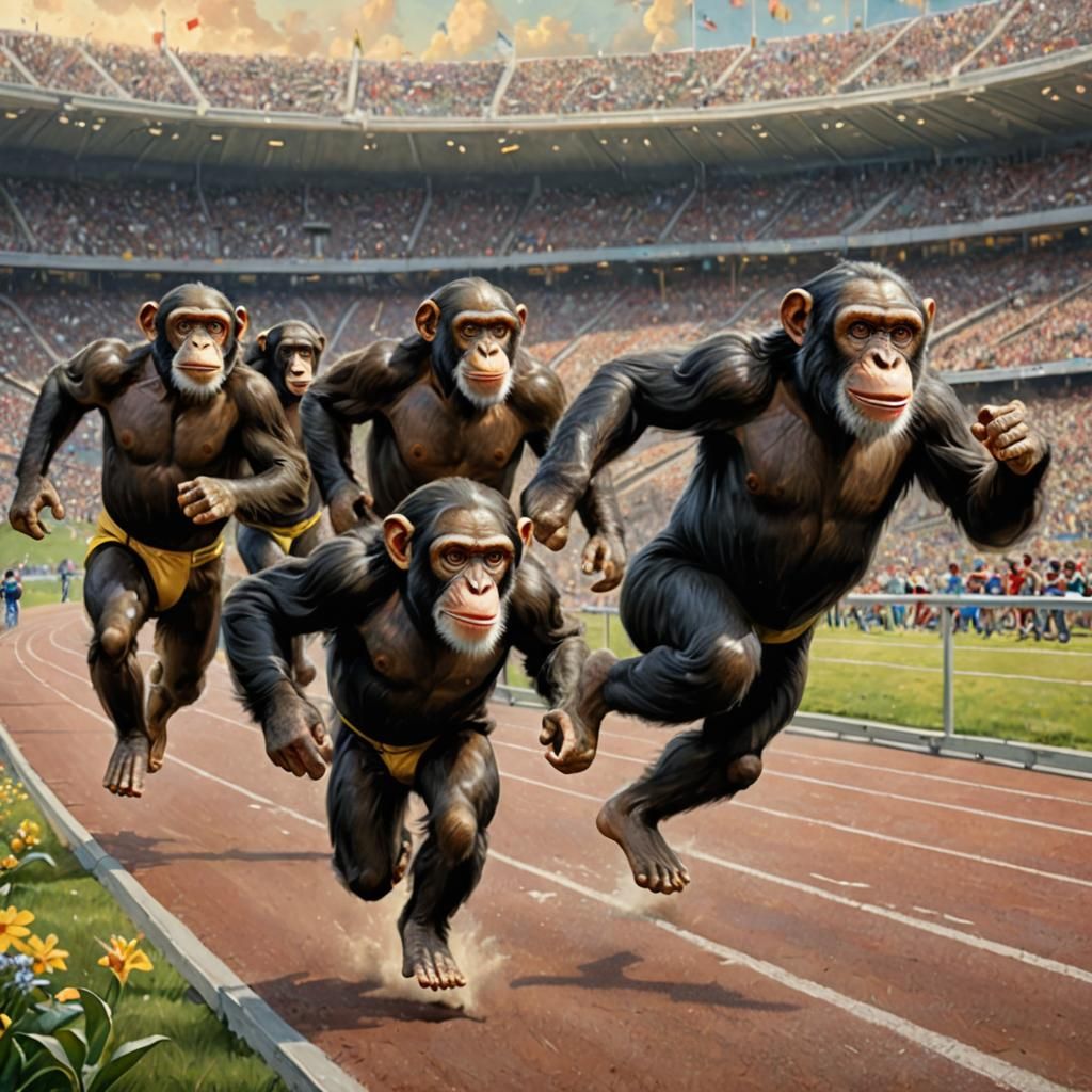 Chimpanzees Compete in Olympic Relay Race