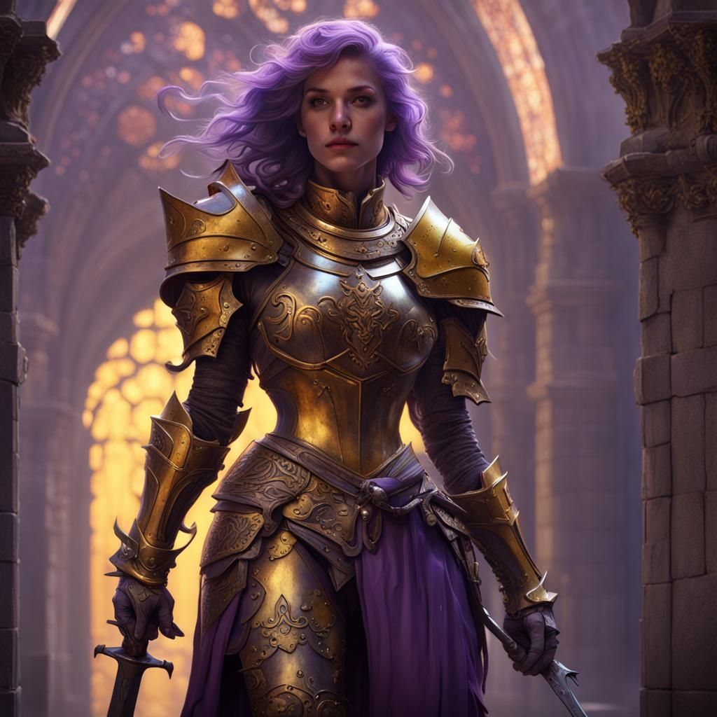 Epic Female Knight in Dark Fantasy Style