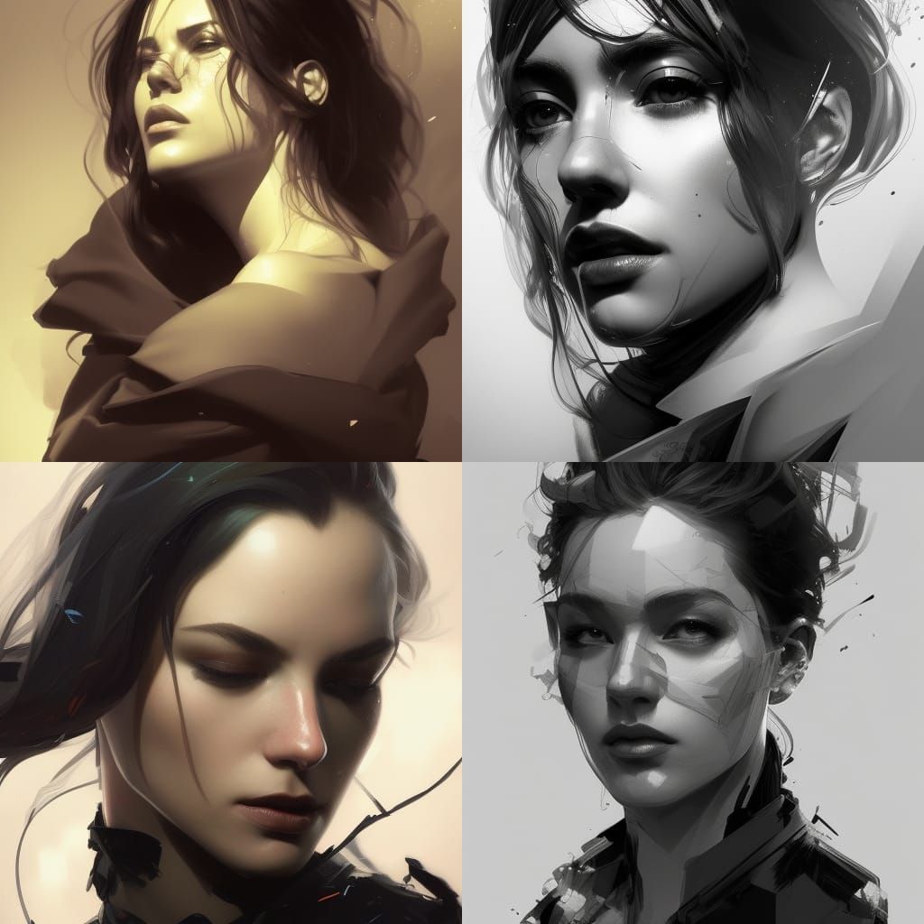 Intricate Noir Portrait in Art Nouveau Style