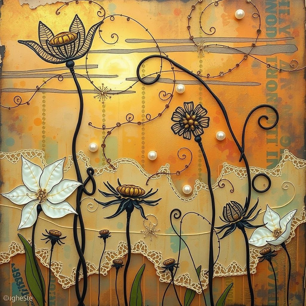 Ethereal Sunset Dreamscape in Mixed Media