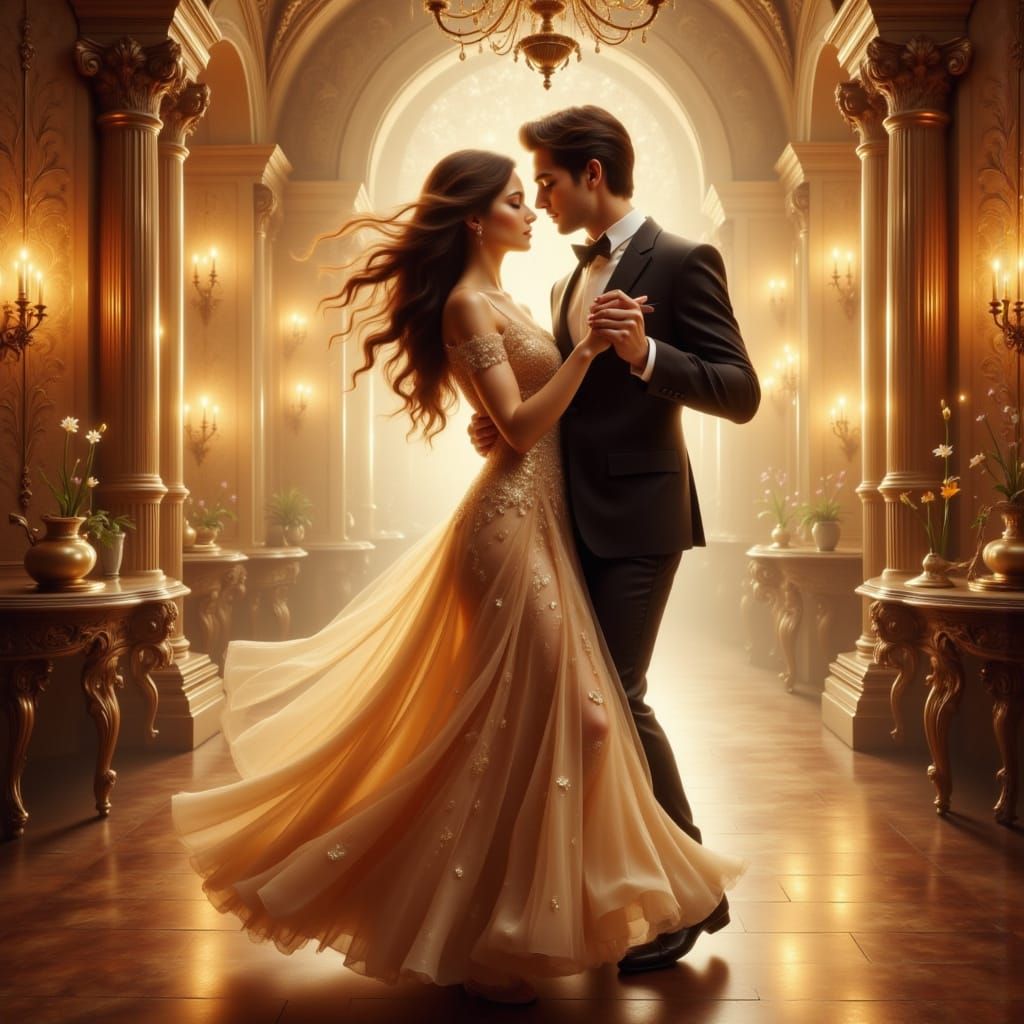 Elegant Ballroom Dance in Art Nouveau Style