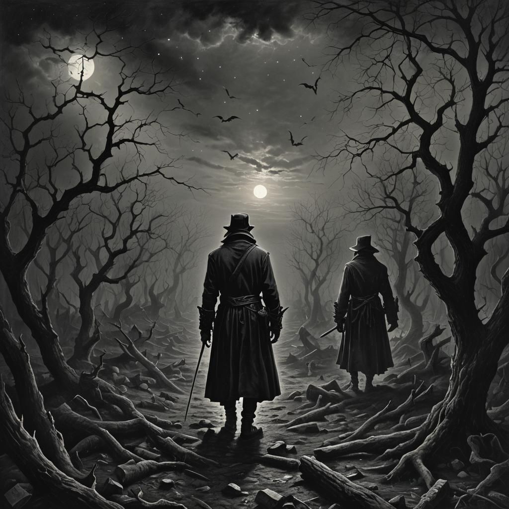 Gothic Horror: Shadow Figure in Boundless Void