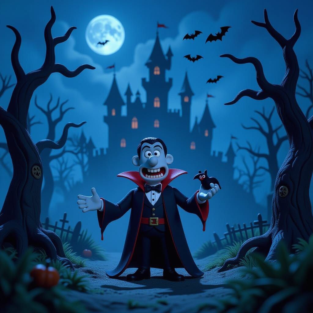 Claymation Dracula in Haunted Forest