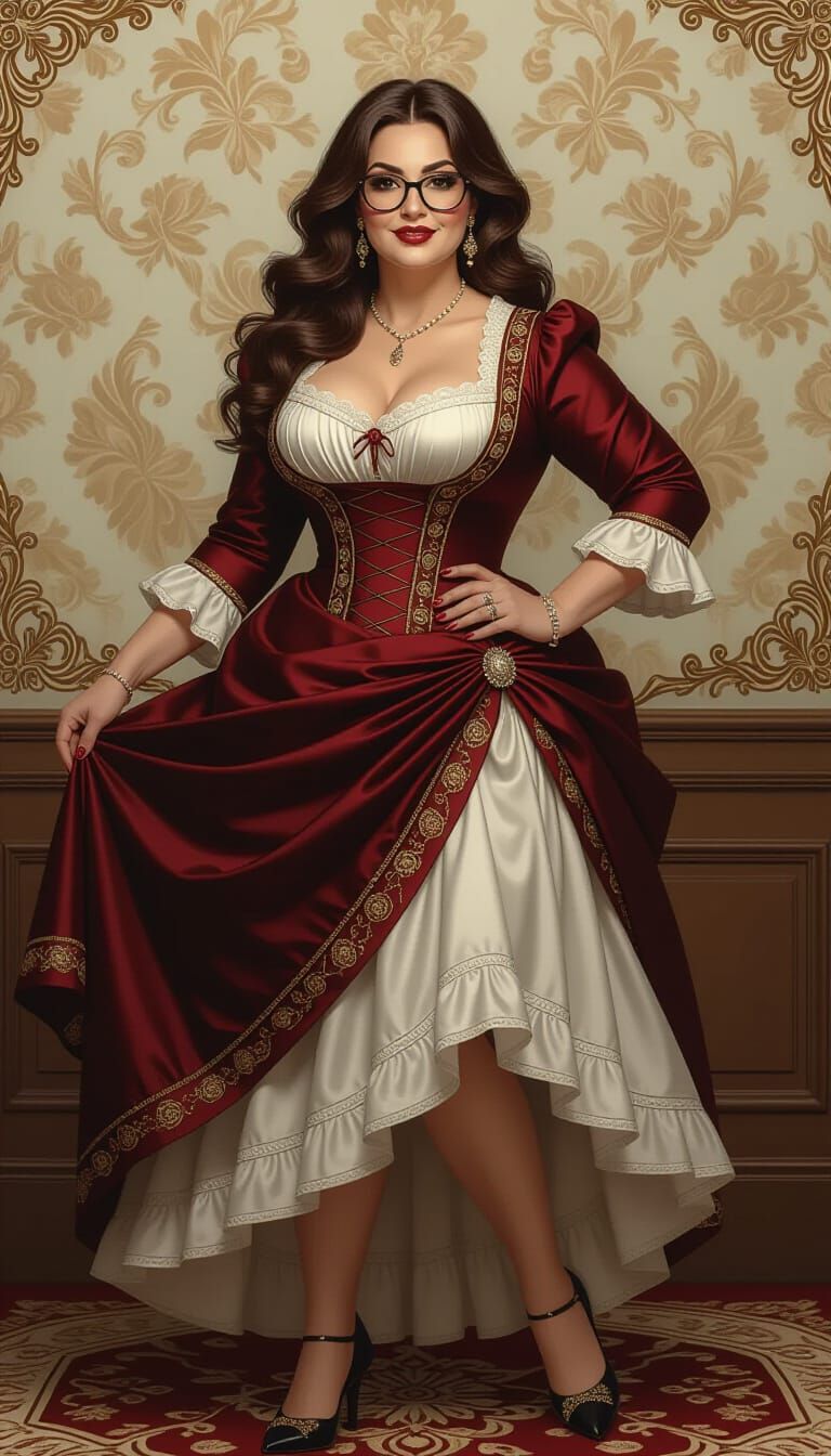 Arabian Woman in Victorian Dress Dancing at Ball