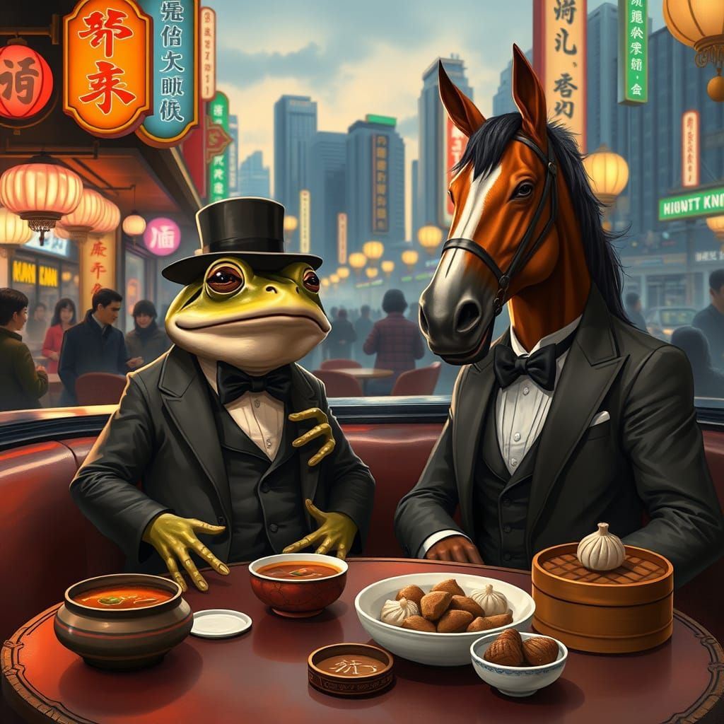 Refined Toad and Dignified Horse Enjoy Dinner in Hong Kong C...