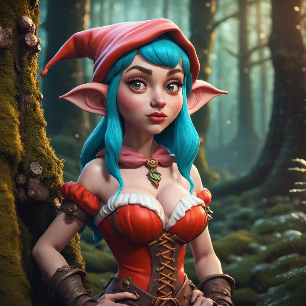 Fantasy Gnome Portrait in Cartoon Style