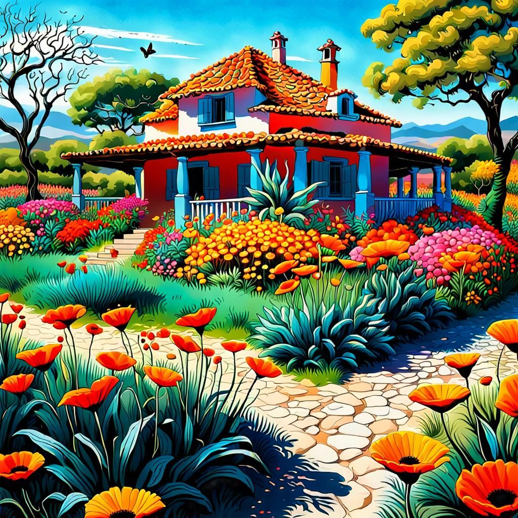 Idyllic Countryside Scene with Woman and Sheep