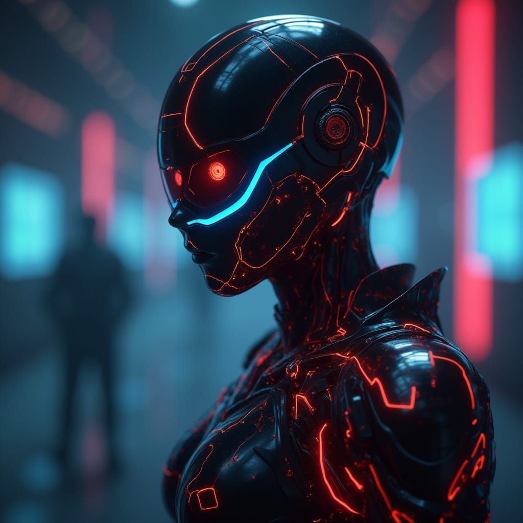 Futuristic Free Fire Character in Neon Armor