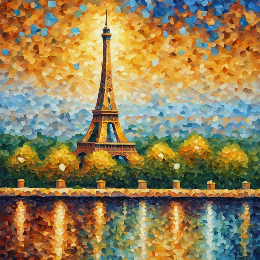 Eiffel Tower in Neo-Impressionist Style